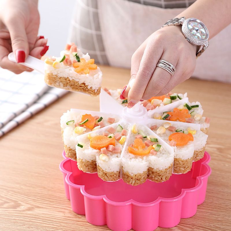 1 Sets Creative Kawaii Sushi Cake Pan Mould Suits DIY Rice Mold Kitchen Sushi Roll Mold Tools Set Jelly Pudding Rolls Made Easy