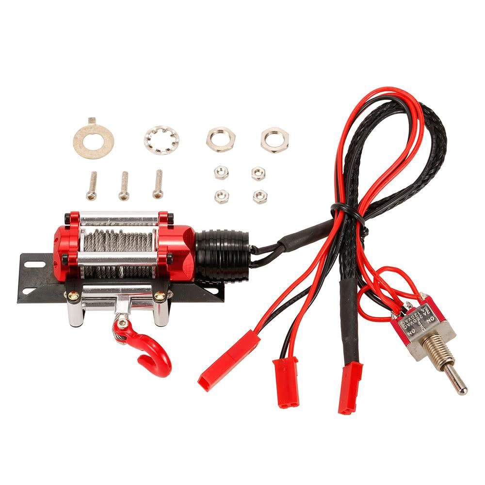 Metal Steel Wired Automatic Simulated Winch with Switch for 1/10 Traxxas HSP Redcat HPI TAMIYA CC01 Axial SCX10 RC4WD D90 RC Rock Crawler