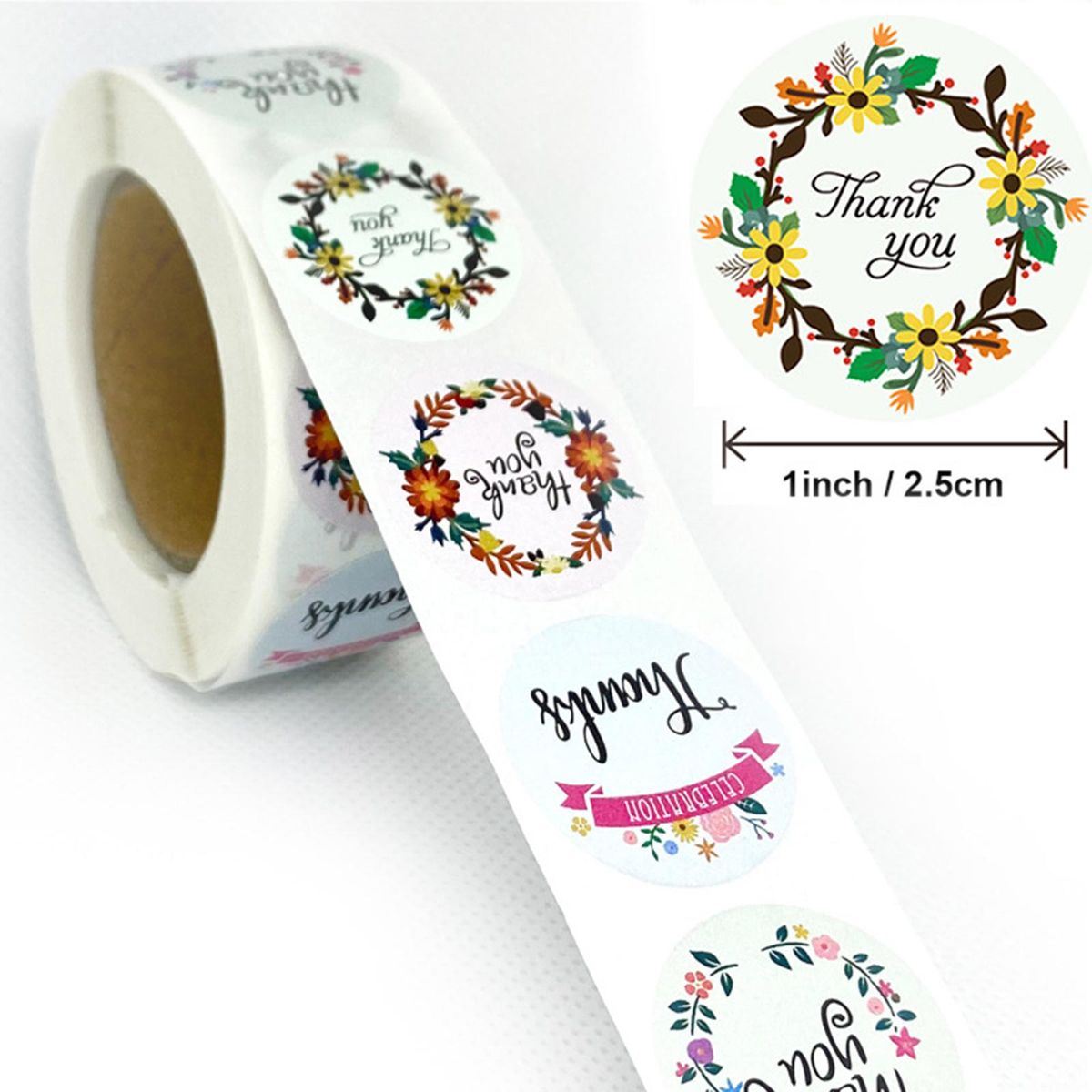 500pcs Floral Thank You Stickers Paper Gift Card Adhesive Style4