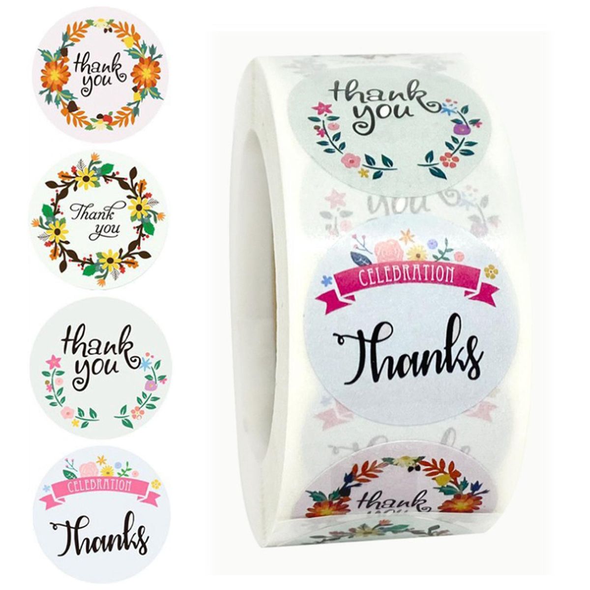 500pcs Floral Thank You Stickers Paper Gift Card Adhesive Style4