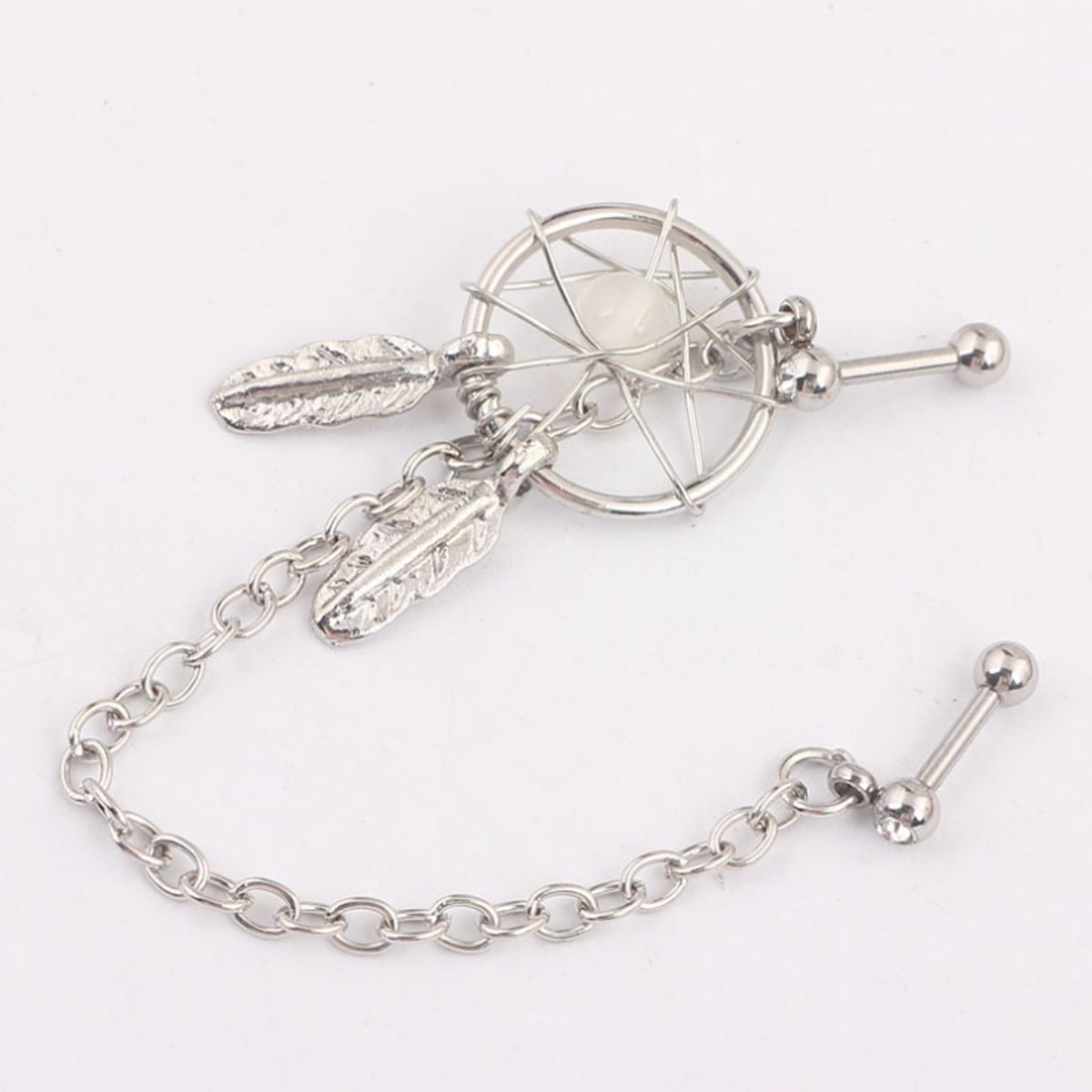 Dream Catcher Star Helix Tragus Cuff Ear Piercing Cartilage Stud Dangle Earring-Blue