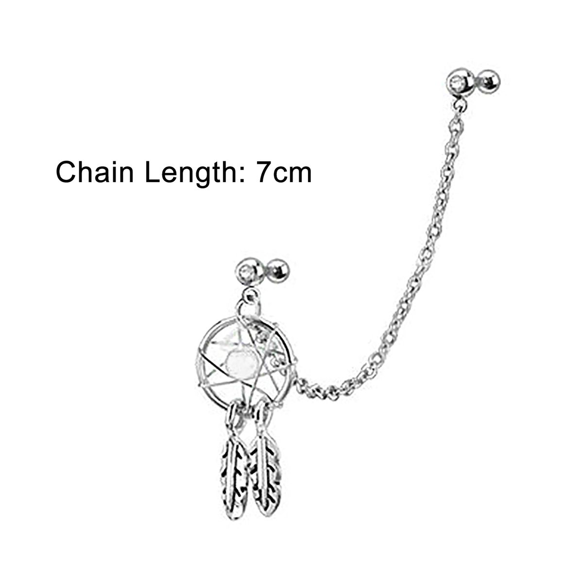 Dream Catcher Star Helix Tragus Cuff Ear Piercing Cartilage Stud Dangle Earring-Blue