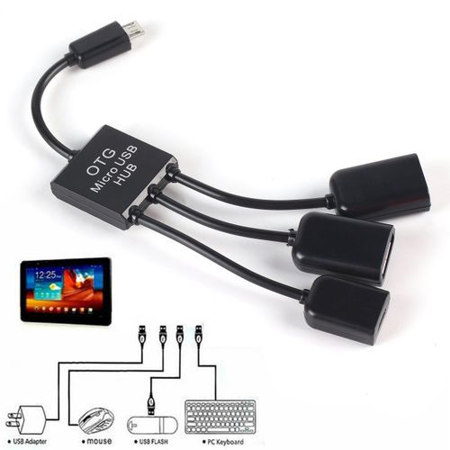 Micro USB Hub OTG Connector Spliter Power Charging Cable Data Wire