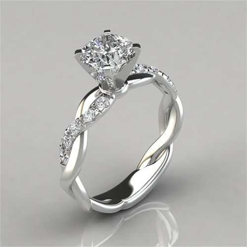 Diamond Engagement Rings Luxury Proposal Rings-Silver