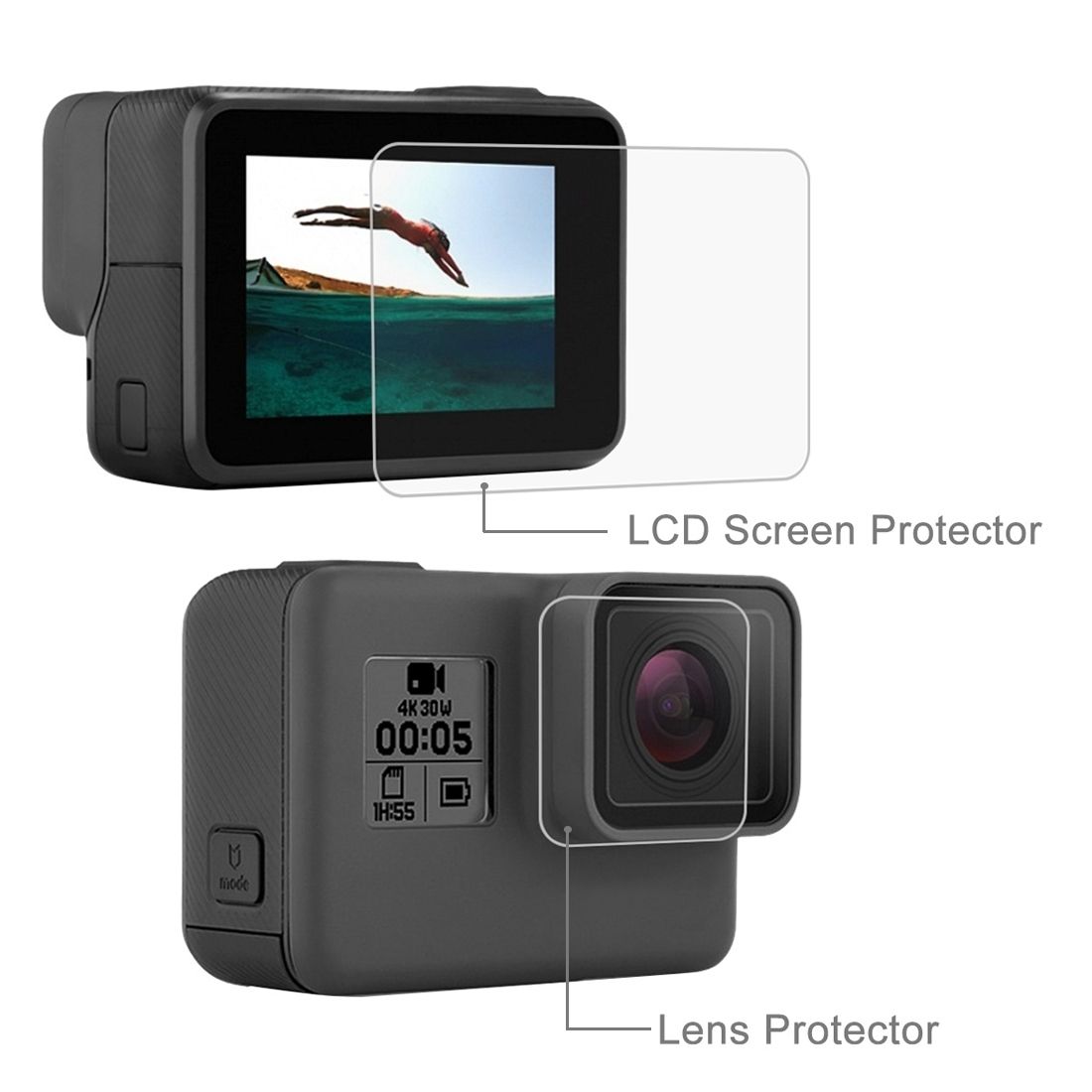 For GoPro HERO7 Black /HERO7 Silver / HERO7 White /6 /5 Lens HD Screen Protector + LCD Display Tempered Glass Film