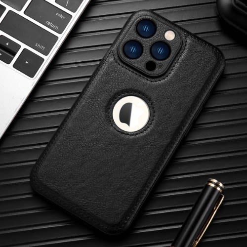 Slim Vegan Leather Thin Cover Case For iPhone 13 Pro Max Case -Black