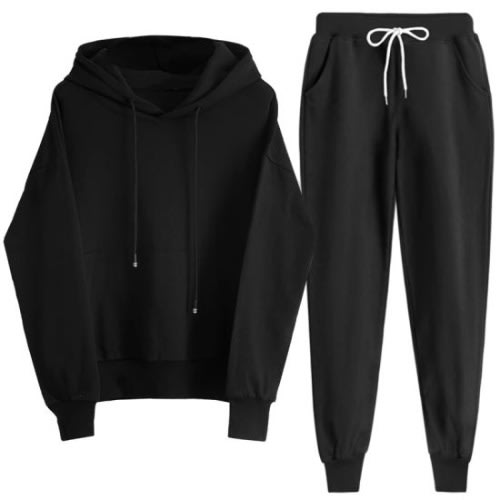 Men Black Hoodie And Joggers White Rope