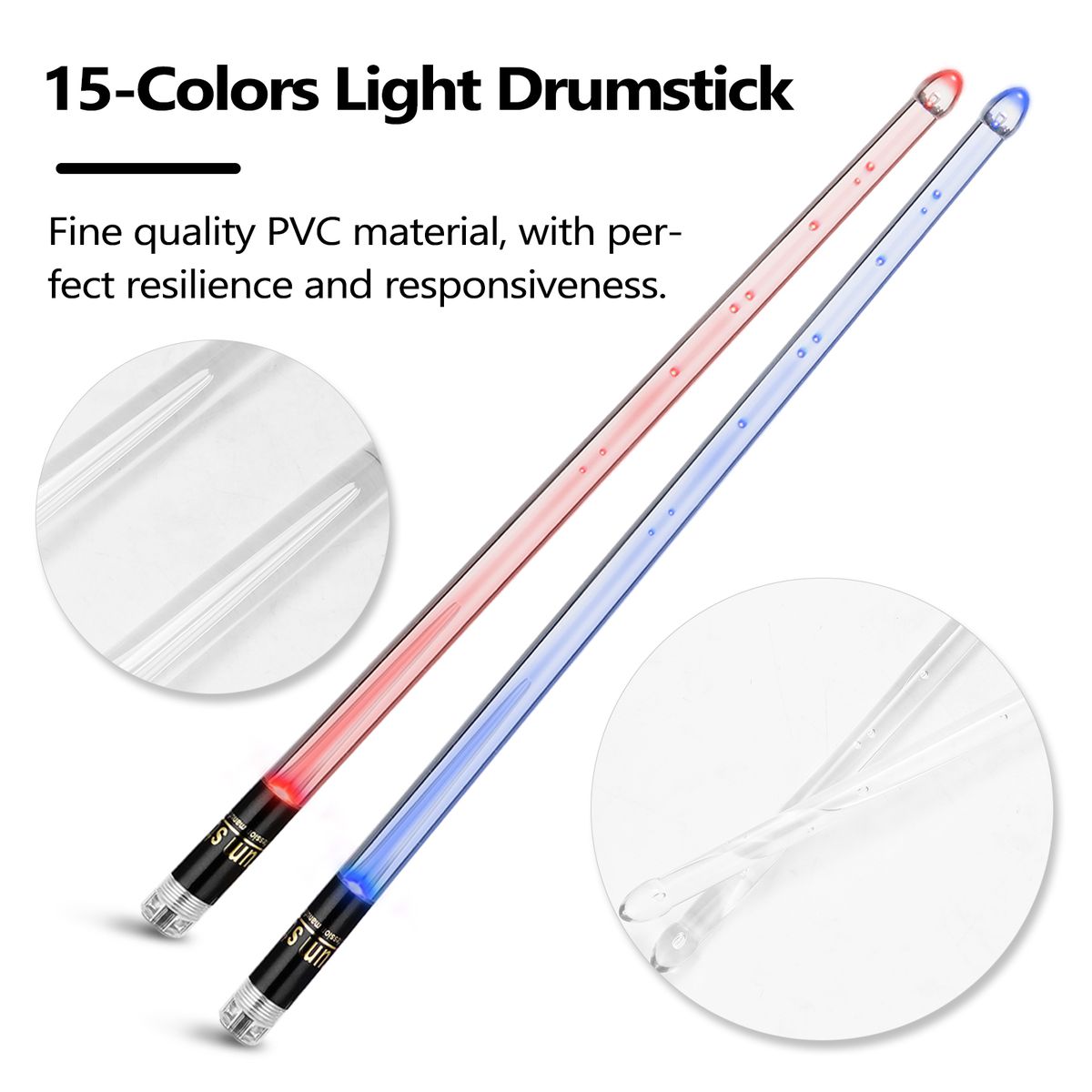 A Pair Of Glow Drumsticks 15-Colors Light Drumstick Light