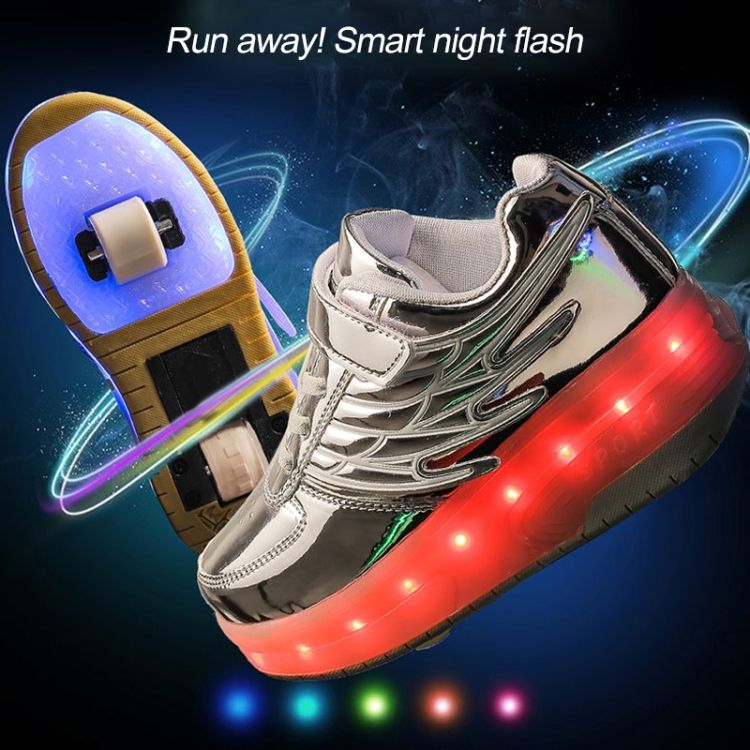 CD03 LED Double Wheel Wing Roller Skating Shoes, Size : 37