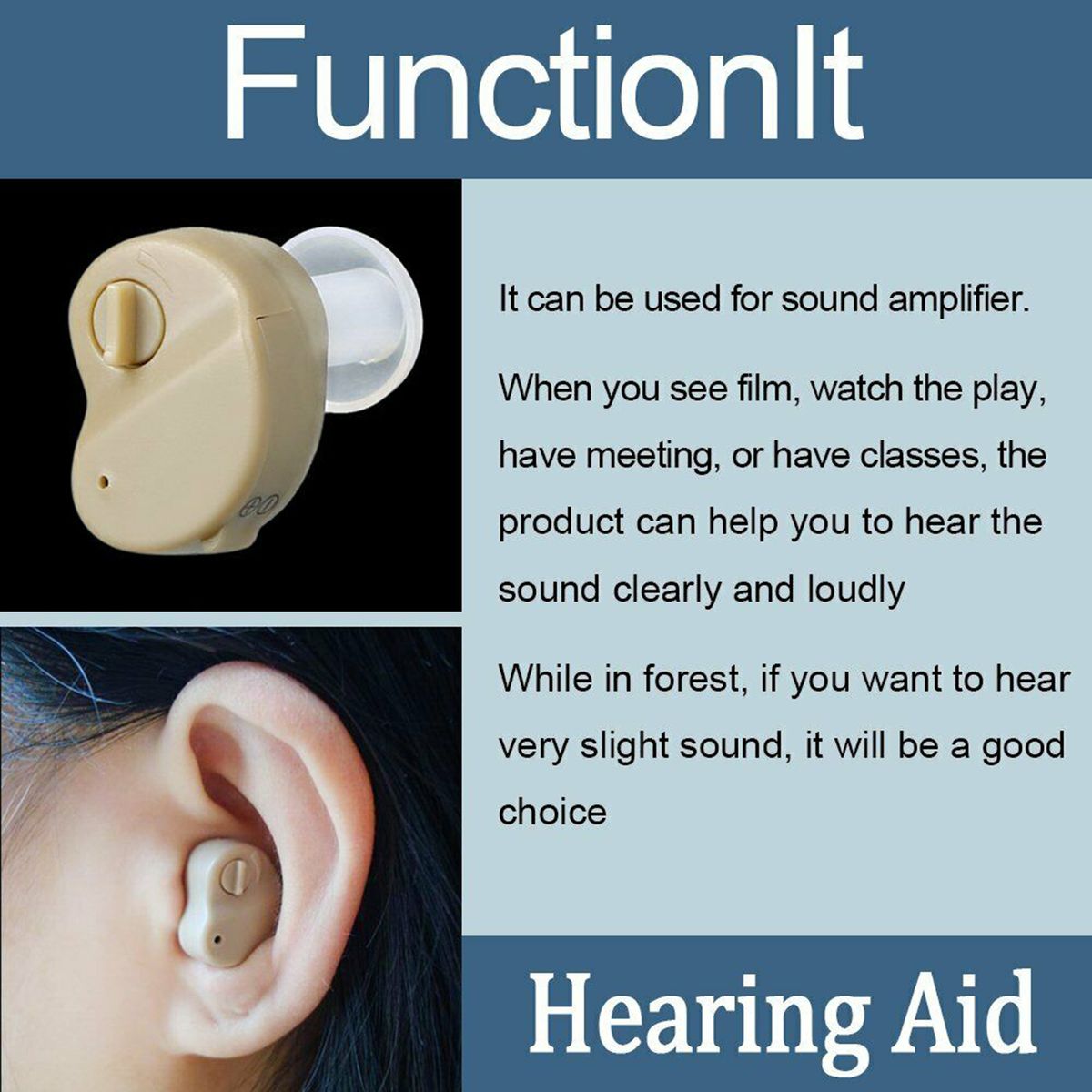 2Pc Adults Hearing  Sound Amplifier Invisible Side Mini Ear