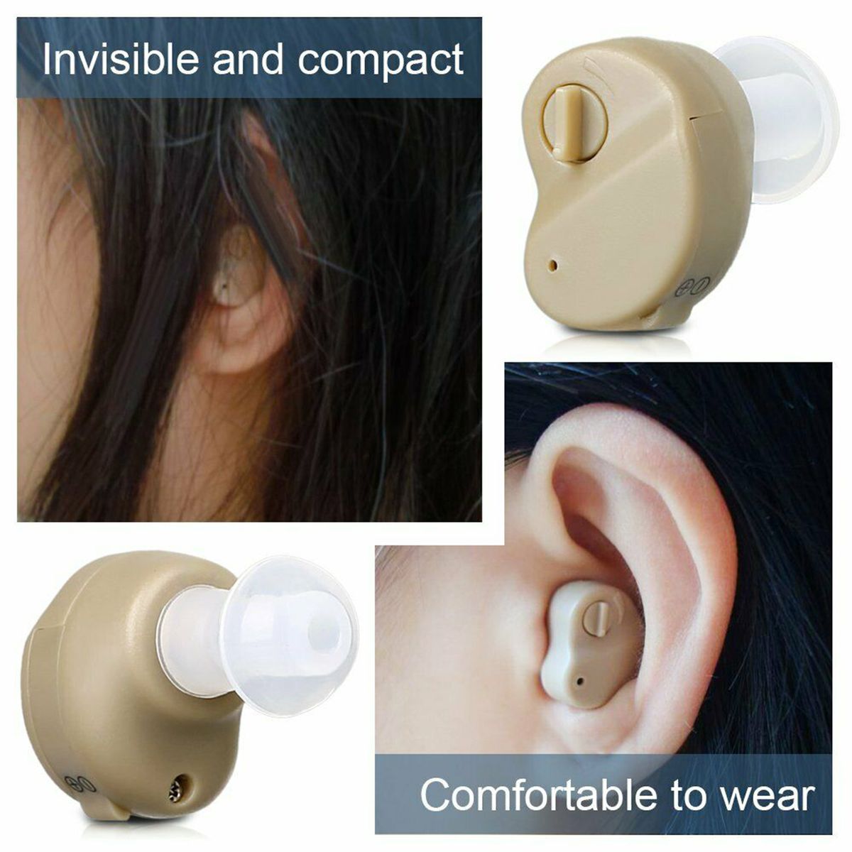 2Pc Adults Hearing  Sound Amplifier Invisible Side Mini Ear