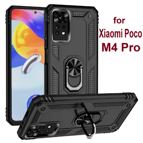 Armor Protective Case With Magnetic Ring Stand For Xiaomi Poco M4 Pro