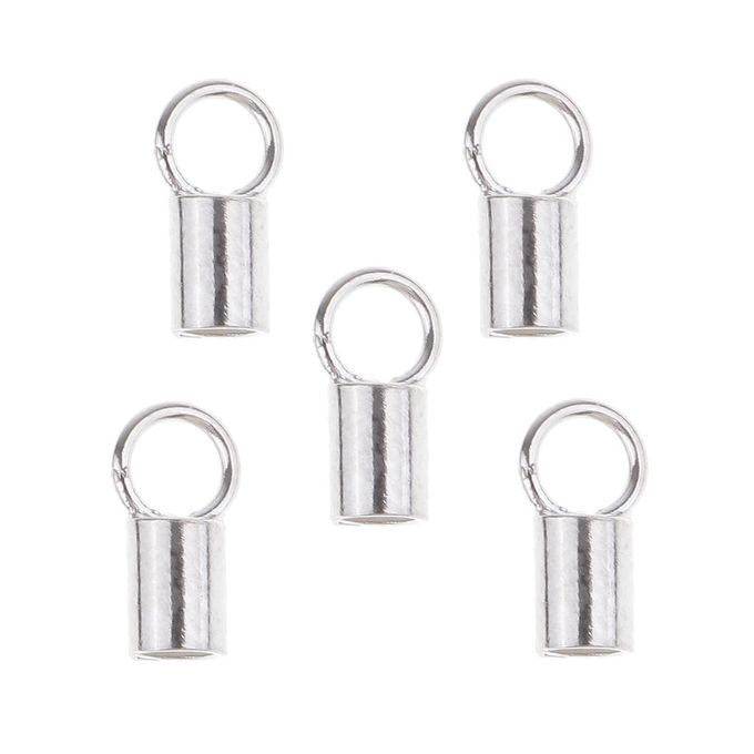 5pcs 925 Sterling Silver Necklace Cord End Tip Beads Caps Stopper With