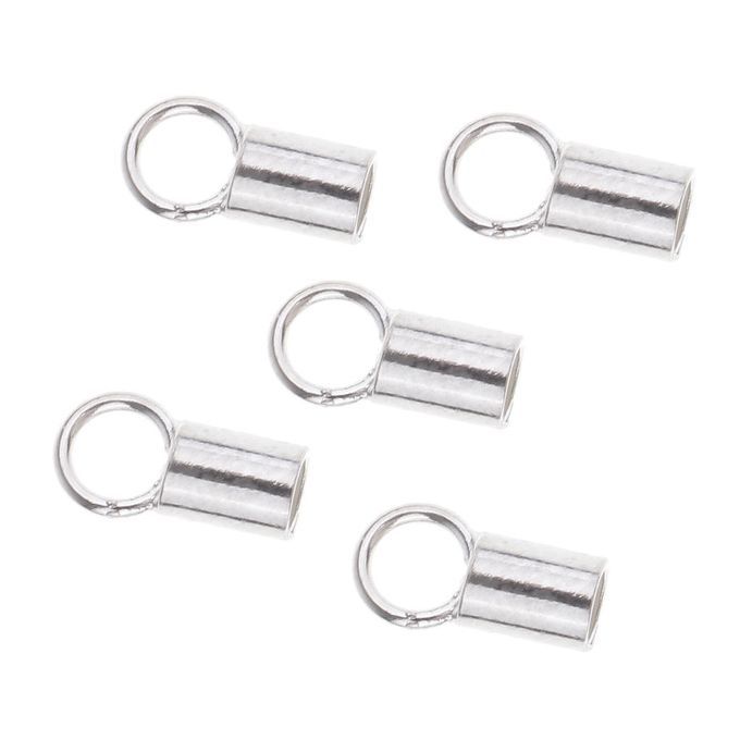 5pcs 925 Sterling Silver Necklace Cord End Tip Beads Caps Stopper With