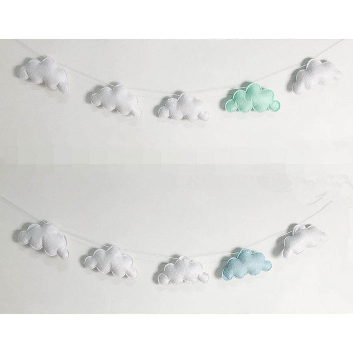5 Pcs Simple Cloud Garland Ornament Crib Baby Bed Bell Bedroom Hanging Wall Gift Cloud Wall Hanging Baby Decor Toys Nursery Ornament Crib Children Kids Bedroom Green