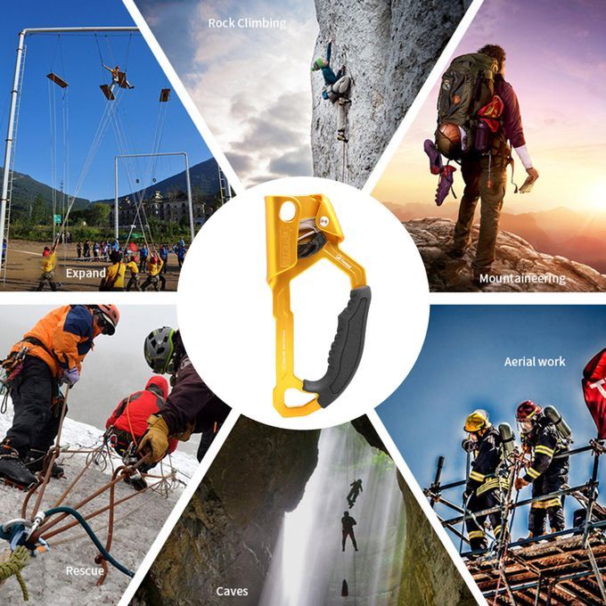 Climbing Hand Ascender Tree Rappelling Gear Aviation Right Hand Golden