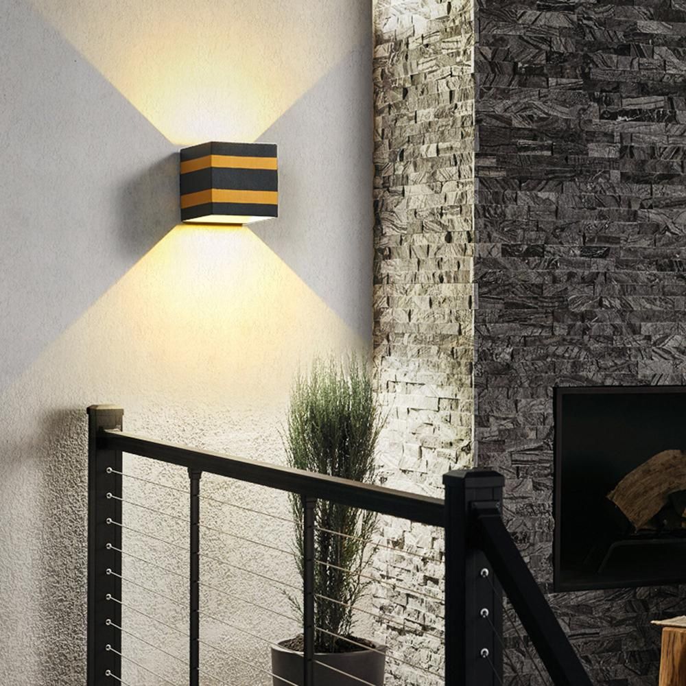 Outdoor Wall Lamp Dimmable Simple Indoor Creative Bedside Living Room Bedroom Corridor Aisle Waterproof Four-leaf Lamp white light Black + gold - 6W