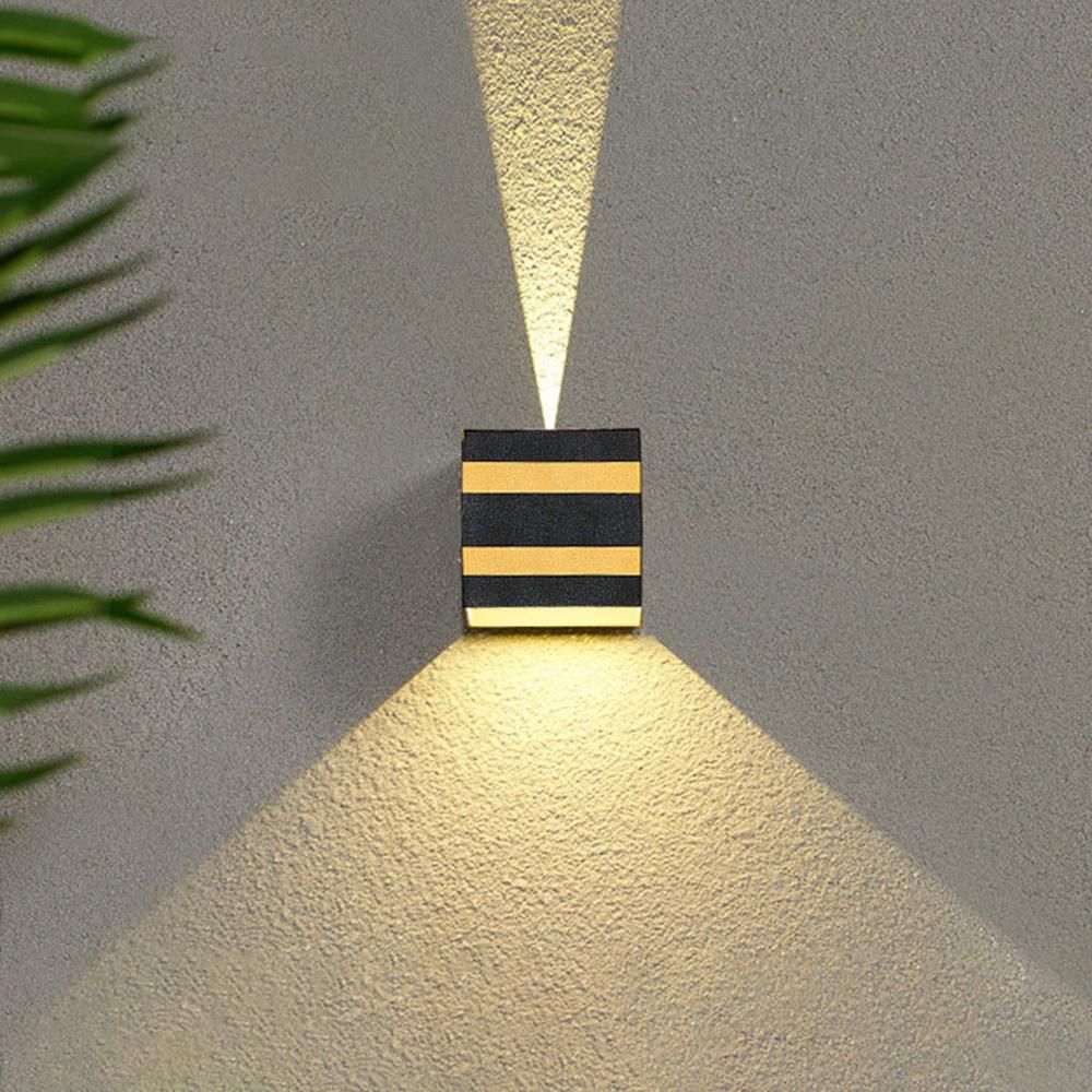 Outdoor Wall Lamp Dimmable Simple Indoor Creative Bedside Living Room Bedroom Corridor Aisle Waterproof Four-leaf Lamp white light Black + gold - 6W