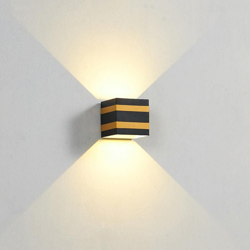 Outdoor Wall Lamp Dimmable Simple Indoor Creative Bedside Living Room Bedroom Corridor Aisle Waterproof Four-leaf Lamp white light Black + gold - 6W