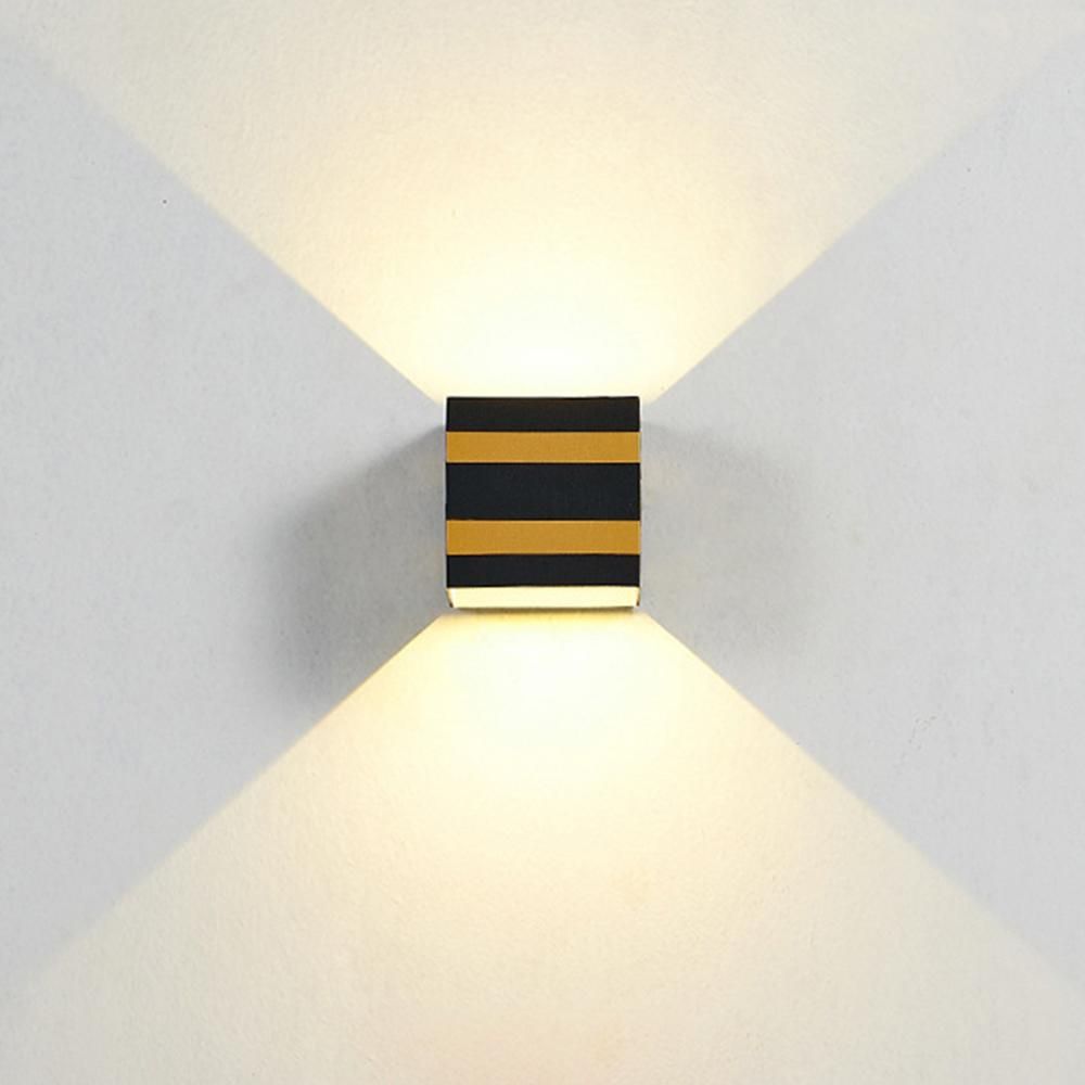 Outdoor Wall Lamp Dimmable Simple Indoor Creative Bedside Living Room Bedroom Corridor Aisle Waterproof Four-leaf Lamp white light Black + gold - 6W