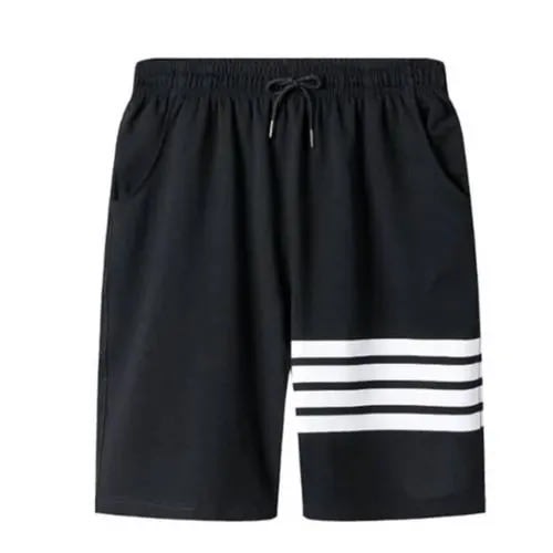 Summer Short/ Beach Wear With Thigh Stripes - Black