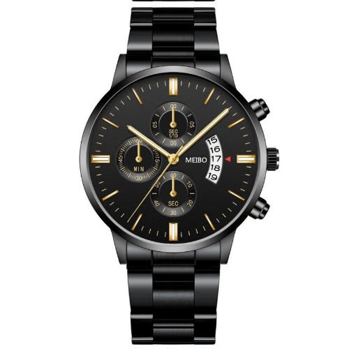 Stainless Steel Unisex Wrist Watch- Black