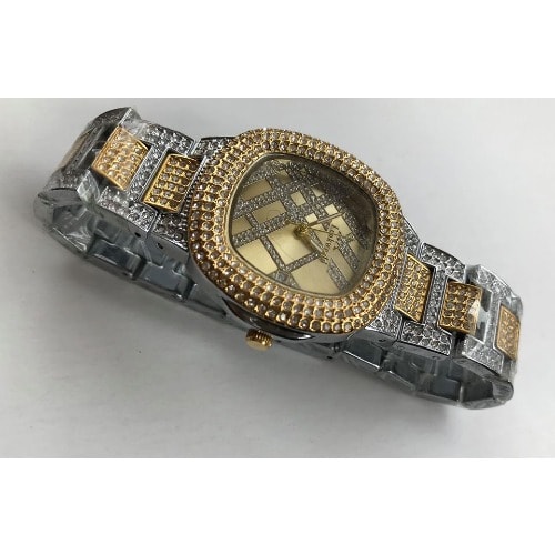 Women's Iced Mixed Wrist Watch - Silver & Gold
