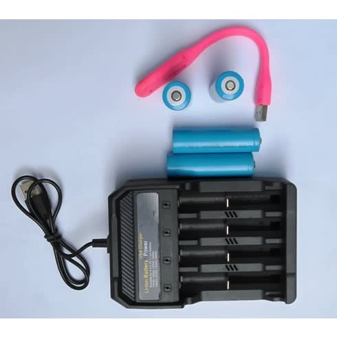 4 Slot Li-ion Battery Charger & Battery + Free Usb Light