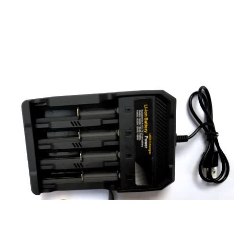 4 Slot Li-ion Battery Charger & Battery + Free Usb Light