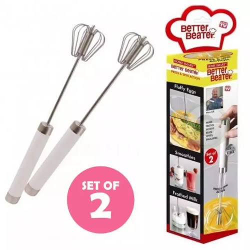 Stainless Steel Set of 2 Push Rotation Better Beater Hand Mixer