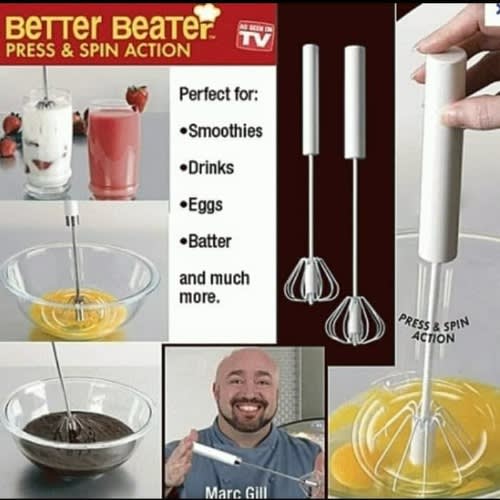 Stainless Steel Set of 2 Push Rotation Better Beater Hand Mixer