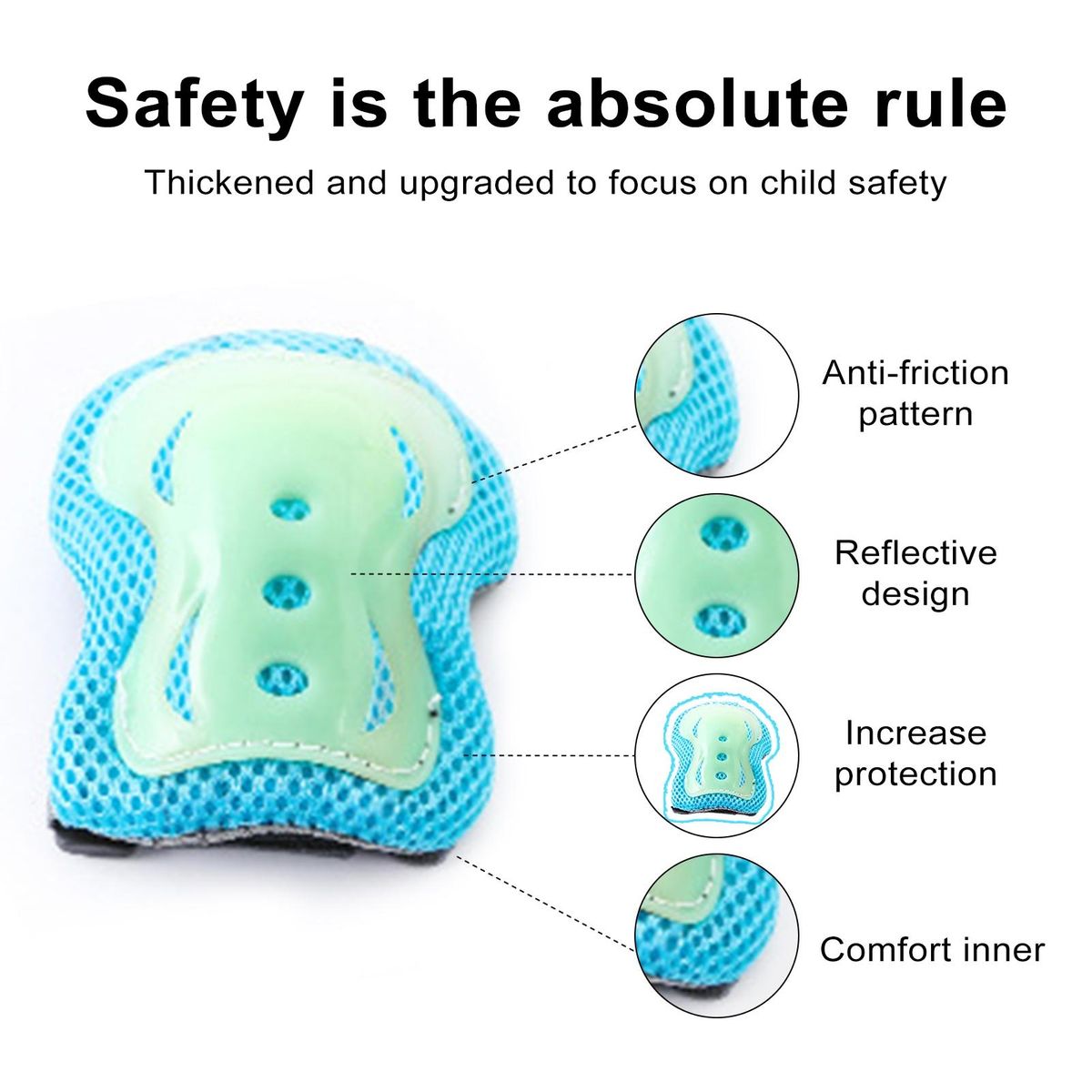Youth Knee Pads Toddler Protective Gear Set Lightweight Shockproof Blue
