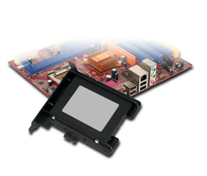 PCIe / PCI Slot 2.5" HDD/SSD Mounting Bracket - 2.5" HDD to PCI Slot Rear Panel Hard Drive Adapters - Black