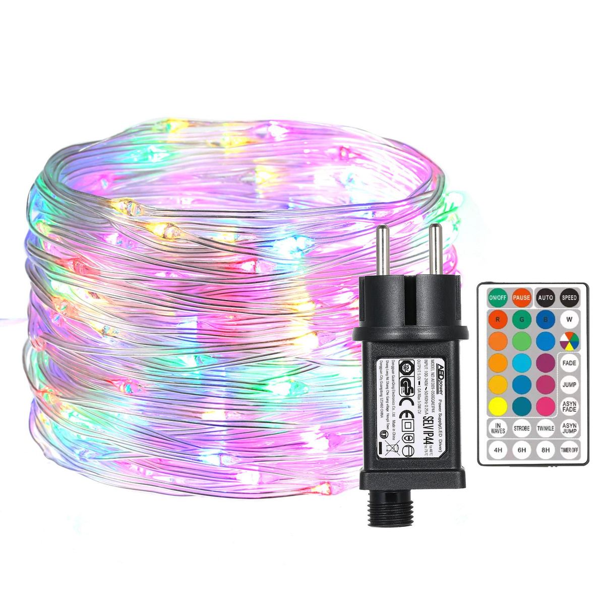 Tomshine 23m 200 LEDs Fairy String Lights with Remote Control 13 Monochrome 8 Lighting Modes Plug-in Twinkle Light 6/12H Timer Function IP65 Water Resistance for Bedroom Patio Garden Party Wedding Christmas