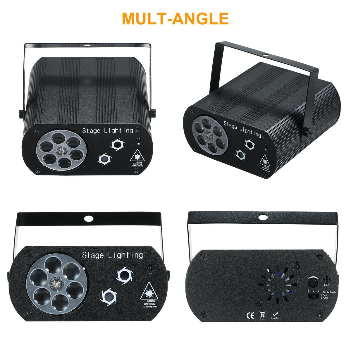 A C100-240 V 5 W 3 LEDs RGB Mini Water W-ave Ripple Effect Stage Light Lighting Fixture Lamp Supported Auto-run/ Sound Activated/ Strobe/ R-emote C--ontrol Controller/ Speed Adjustable Portable for Disco KTV DJ Show C-lub Par