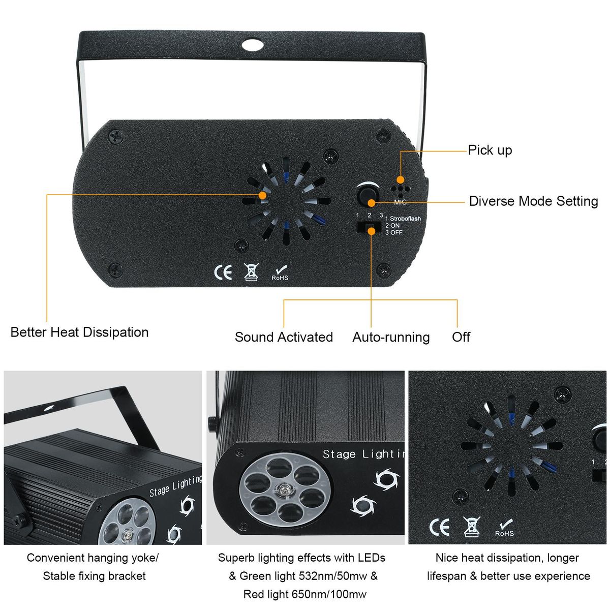 A C100-240 V 5 W 3 LEDs RGB Mini Water W-ave Ripple Effect Stage Light Lighting Fixture Lamp Supported Auto-run/ Sound Activated/ Strobe/ R-emote C--ontrol Controller/ Speed Adjustable Portable for Disco KTV DJ Show C-lub Par