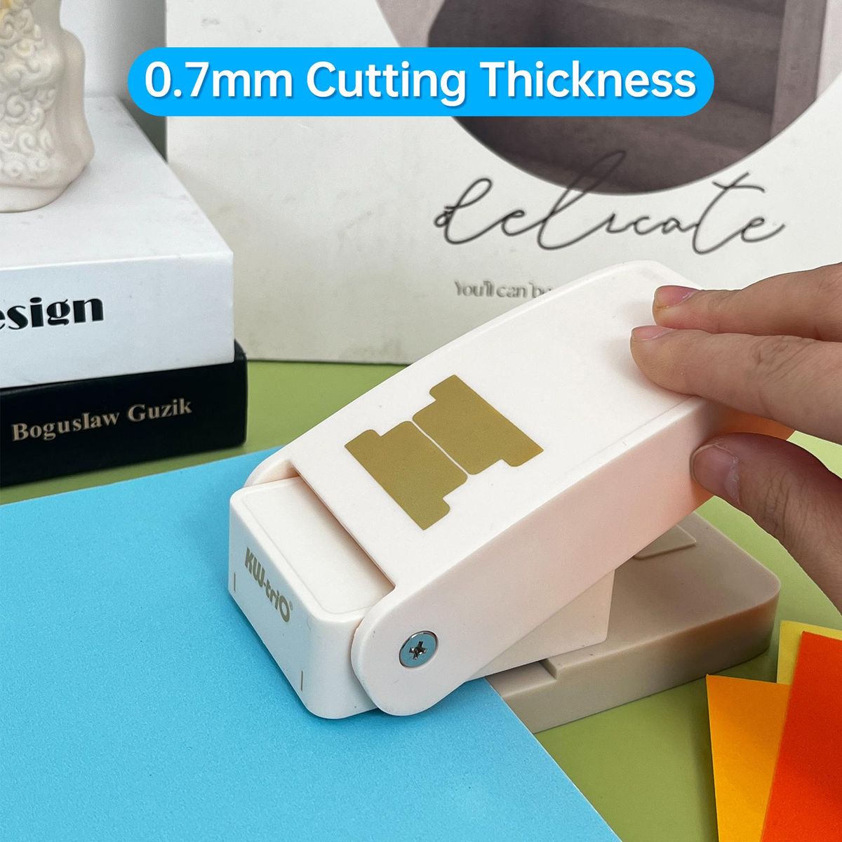 KW-trio BQJ-04 Tab Punch Loose-leaf Separator DIY Index Sticker Label Puncher Divider Paper Punch Machine Scrapbooking Embossing Tools for Crafts Bookmark Notepad Art Cards
