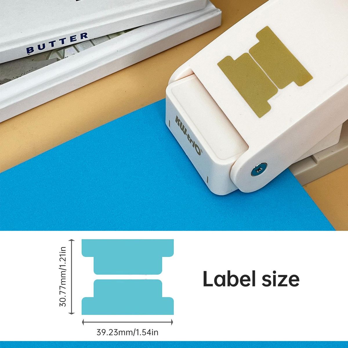 KW-trio BQJ-04 Tab Punch Loose-leaf Separator DIY Index Sticker Label Puncher Divider Paper Punch Machine Scrapbooking Embossing Tools for Crafts Bookmark Notepad Art Cards