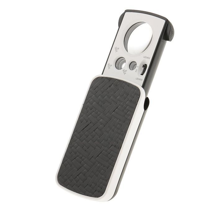 LED Lighted Slide Out Pocket Magnifying Glass Mini Jewelry Loupe