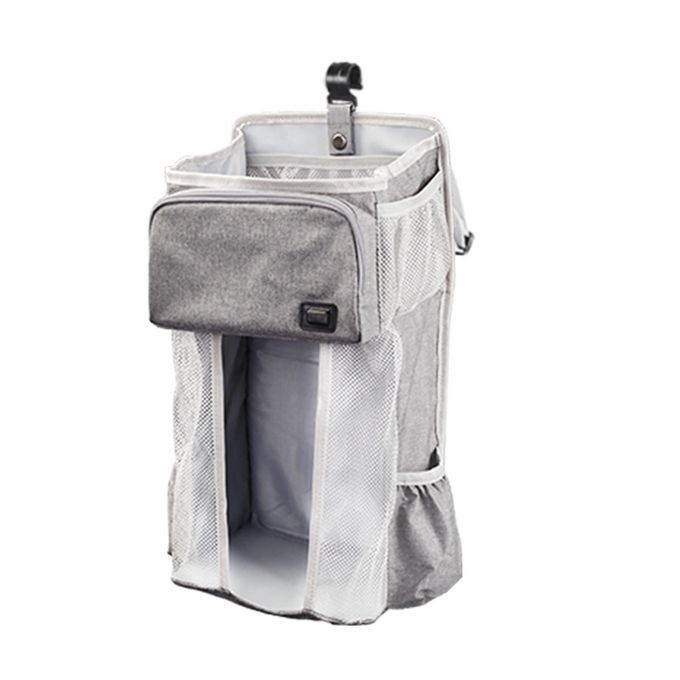 Polyester Crib Hanging Bag USB Baby Wipe Warmer Storage Foldable Grey