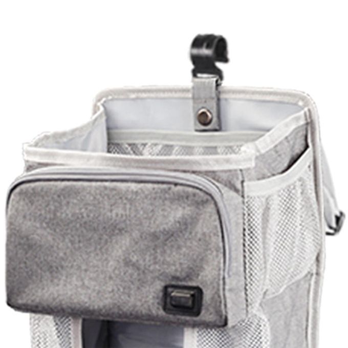 Polyester Crib Hanging Bag USB Baby Wipe Warmer Storage Foldable Grey