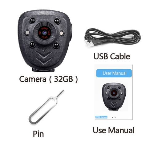 32GB Full HD 1080P 12M Body Video Recorder PockDVR Integrated Camera 360 Rotating Clip Mini Camera (32GB)( )