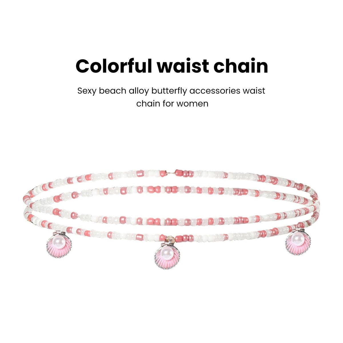 Waist Chain Heart Shell Star Pendant Stretch Waist Chain C