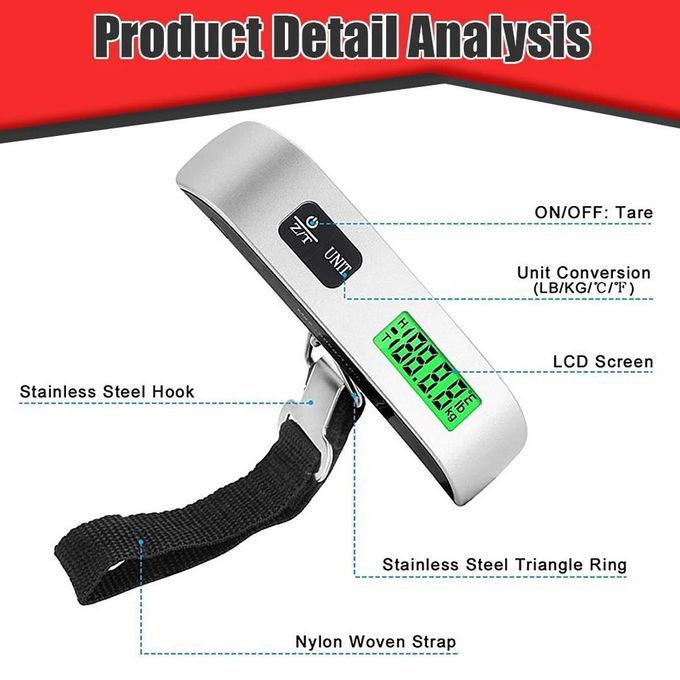 Portable Digital Travel Luggage Weighing Scale, 1 Pc