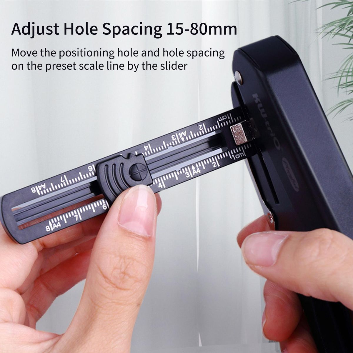 KW-trio 1/4'' Hole Punch Single Hole Puncher with Standard Ruler Handheld Metal 20 Sheet Capacity 6mm Aperture Paper Punch Adjust Hole Spacing A4 Notebook Scrapbook Diary Planner for Home Office School Supplies