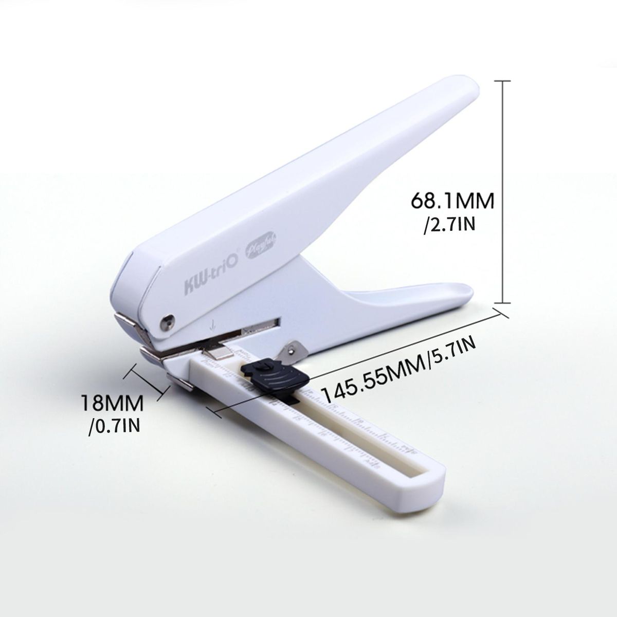 KW-trio 1/4'' Hole Punch Single Hole Puncher with Standard Ruler Handheld Metal 20 Sheet Capacity 6mm Aperture Paper Punch Adjust Hole Spacing A4 Notebook Scrapbook Diary Planner for Home Office School Supplies