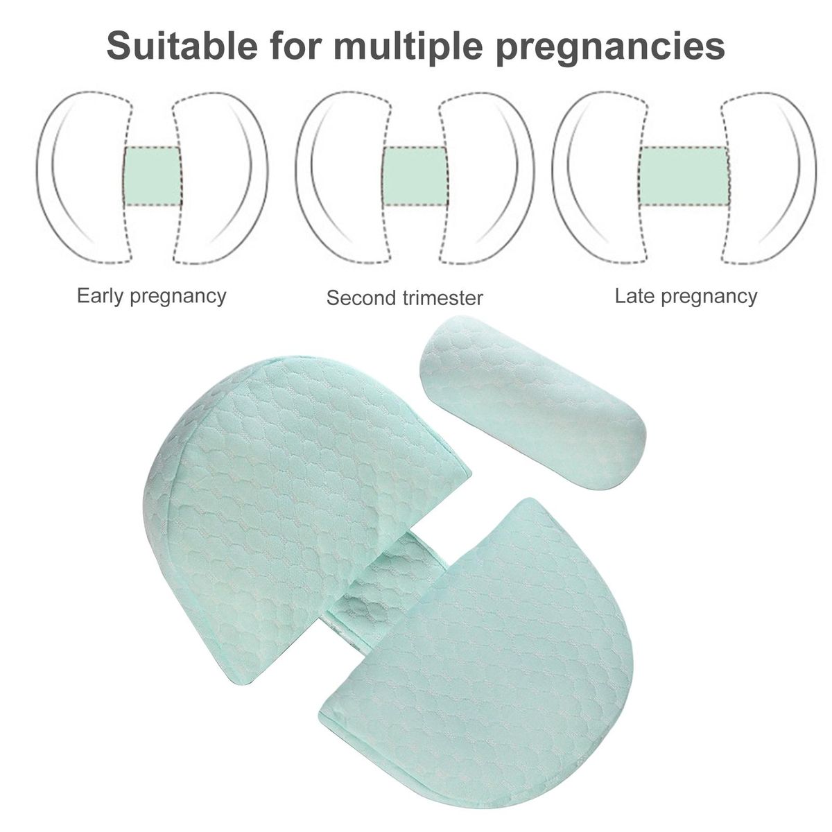Pregnancy Pillow with Machine Washable Fabric U-shaped Pregnancy Blue