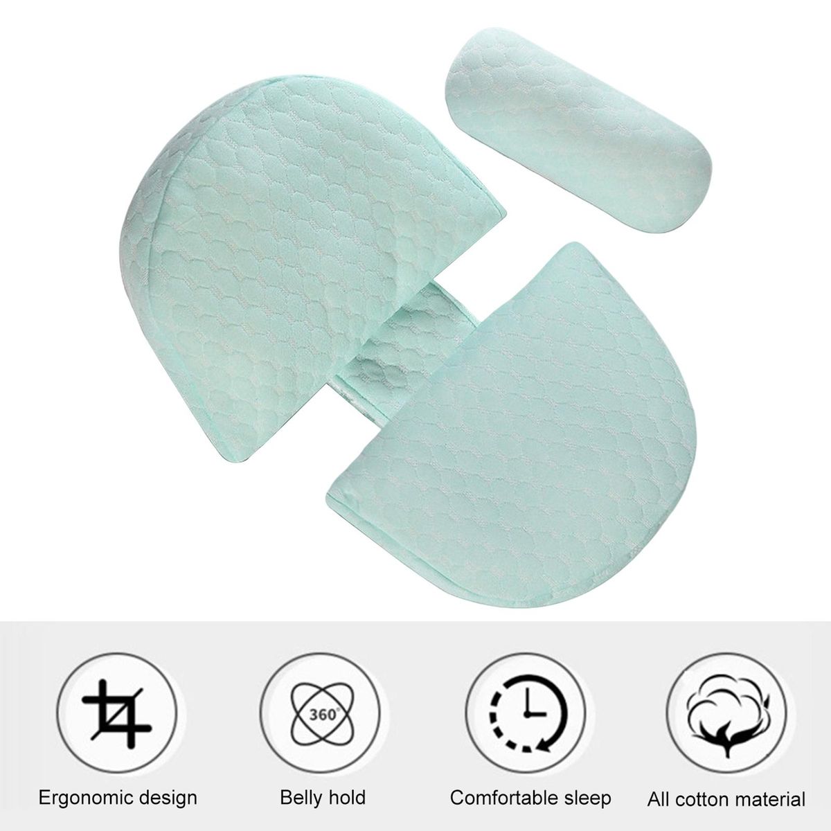 Pregnancy Pillow with Machine Washable Fabric U-shaped Pregnancy Blue