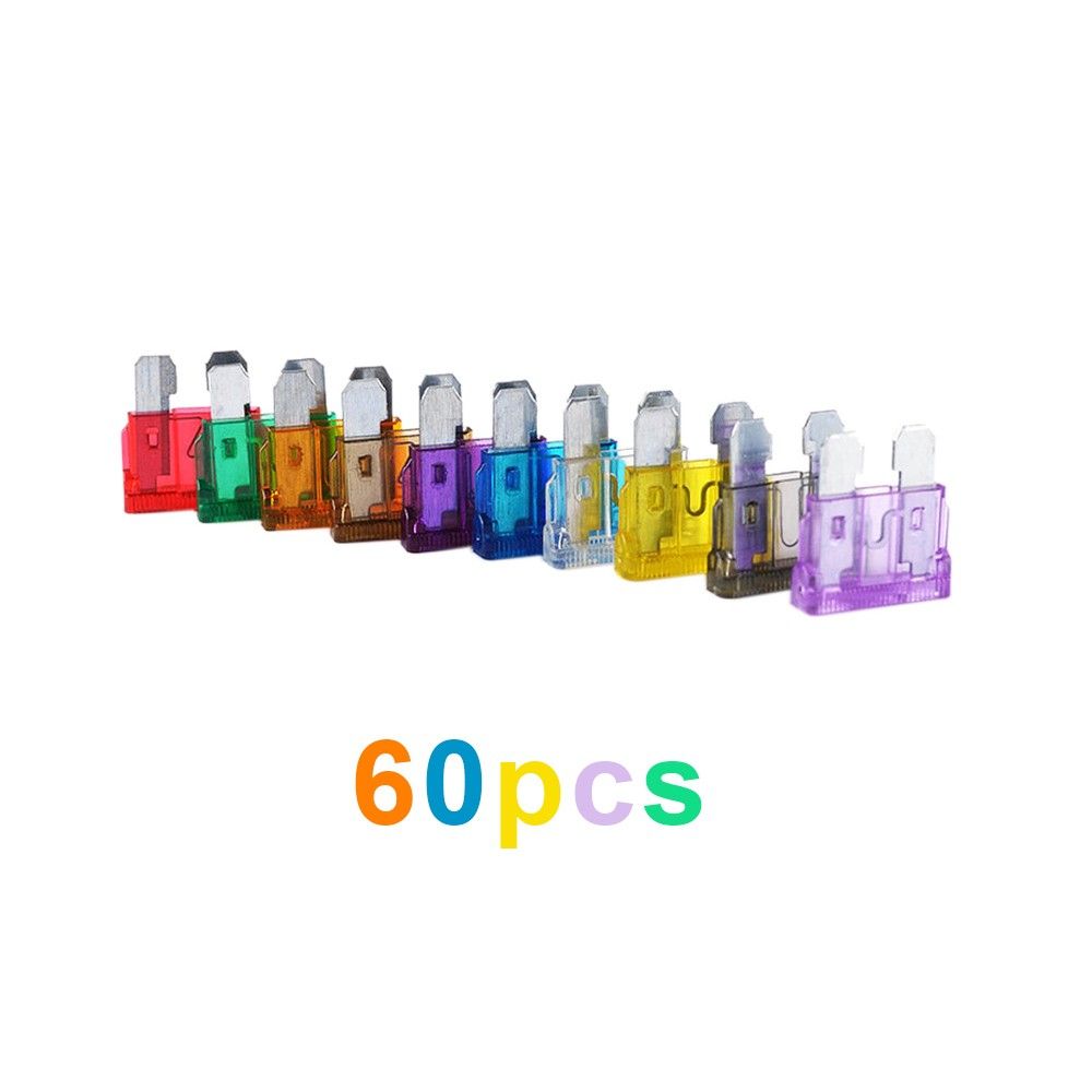 60pcs Assortment Car Standard Blade Fuses 2A 3A 5A 7.5A 10A