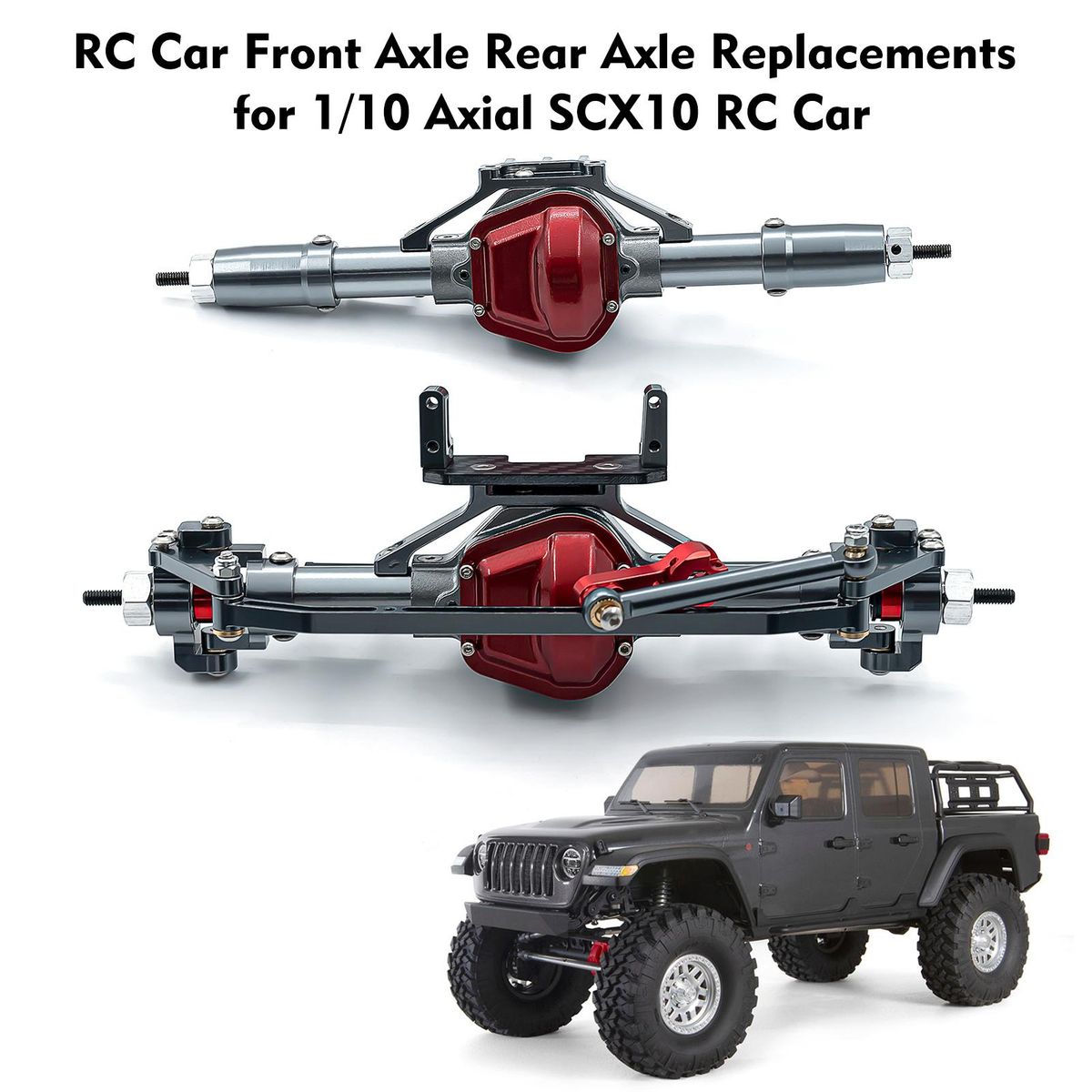 RC Car Front Axle Rear Axle Aluminum Alloy RC Axles Replacements for 1/10 Axial SCX10 RC Car